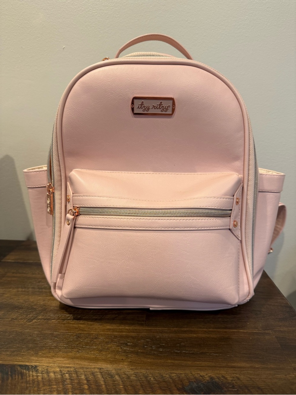 Itzy Ritzy Pink Backpack with Rose Gold Accents